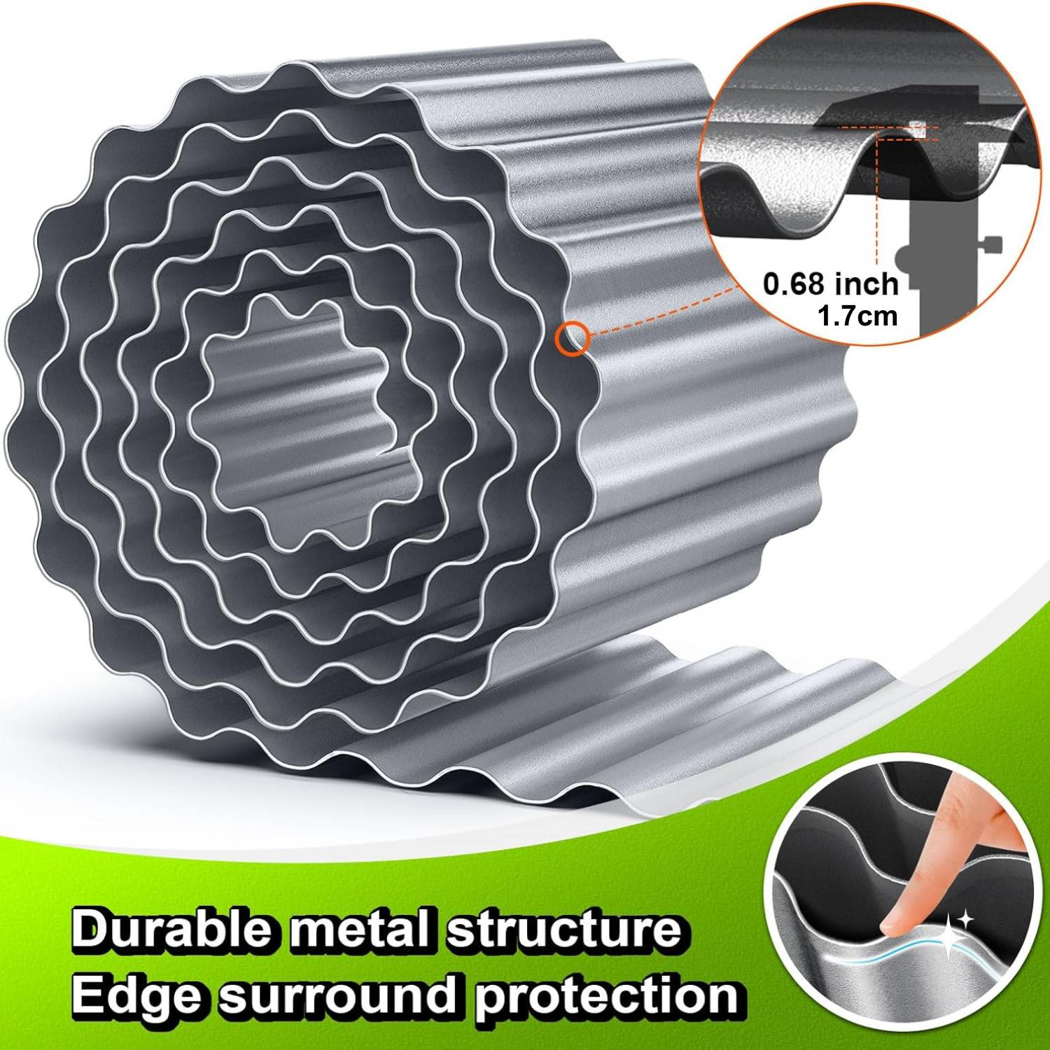 Corrugated Metal Garden Edging (per metre): image 1